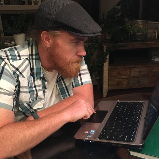 T.J. staring down his laptop